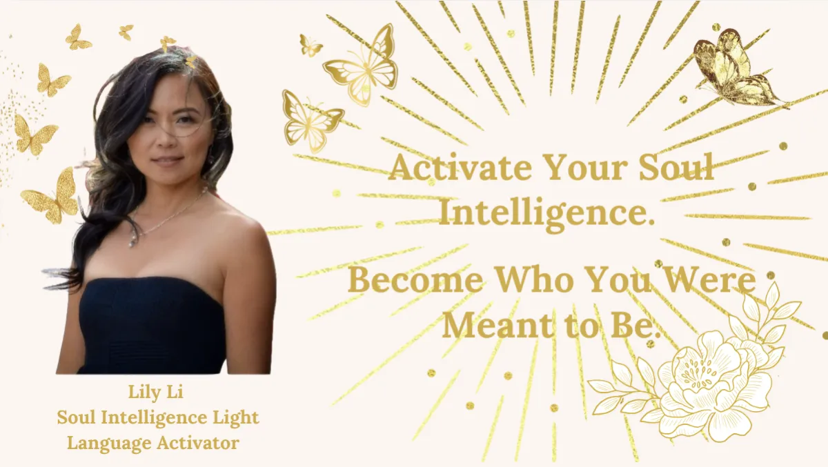 Image of Lily Li with message:  awake.  activate.  anchor the new earth.  Our mission:  5 million starseeds in 5 years.  Be part of this cosmic shift.  Activate your light language for free now.