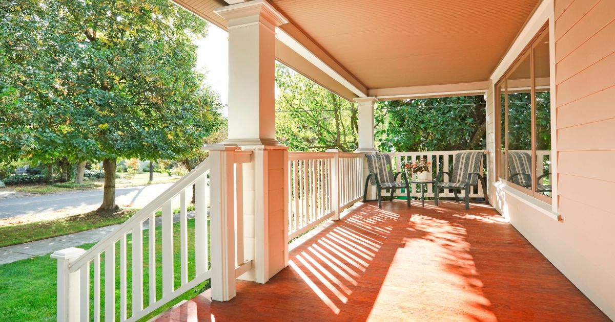 Custom covered porch designed for a Boise, Idaho home
