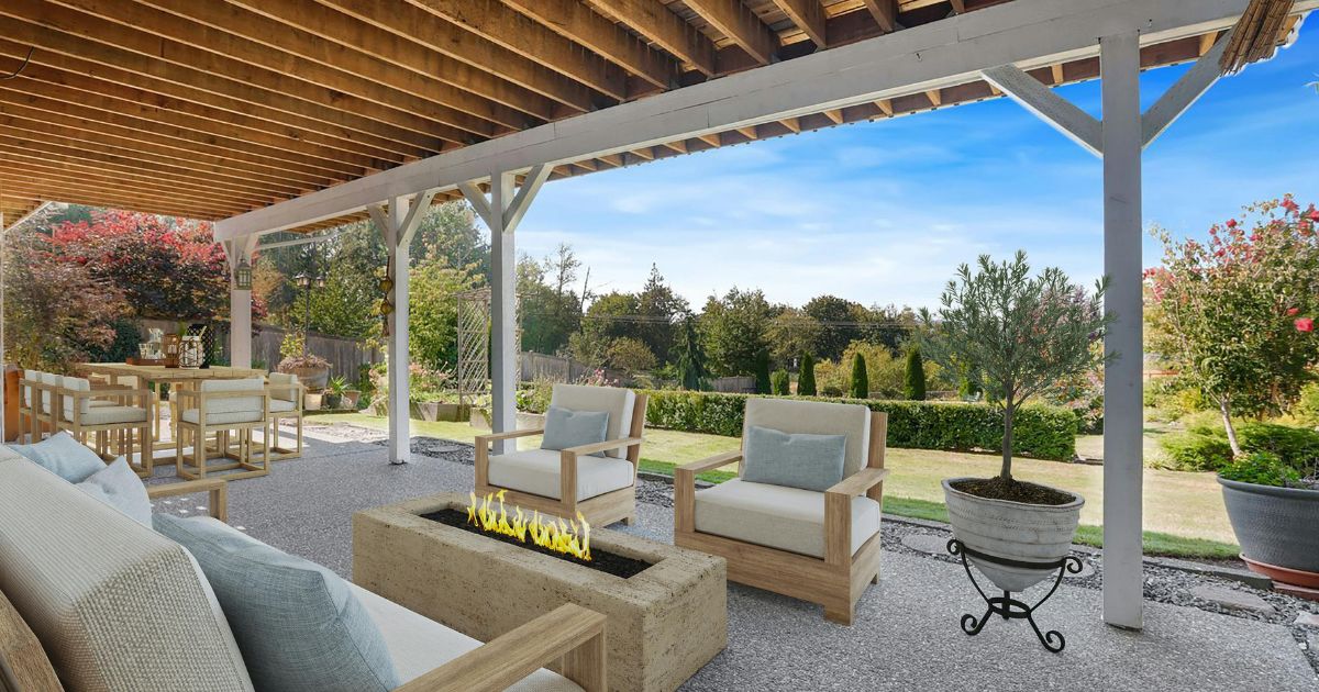 Covered Boise patio with shaded outdoor seating and protected deck space