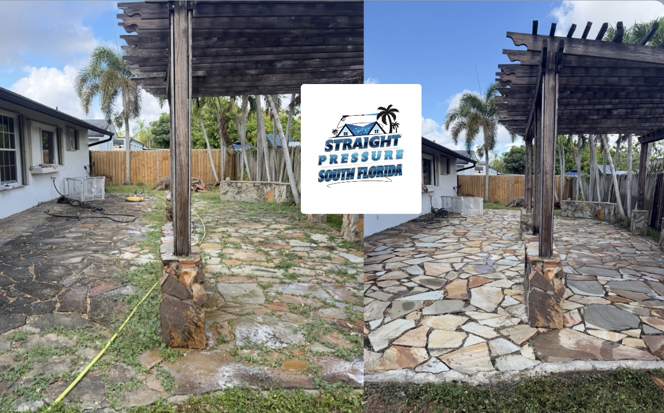 Before and after patio and deck cleaning services in Kendall