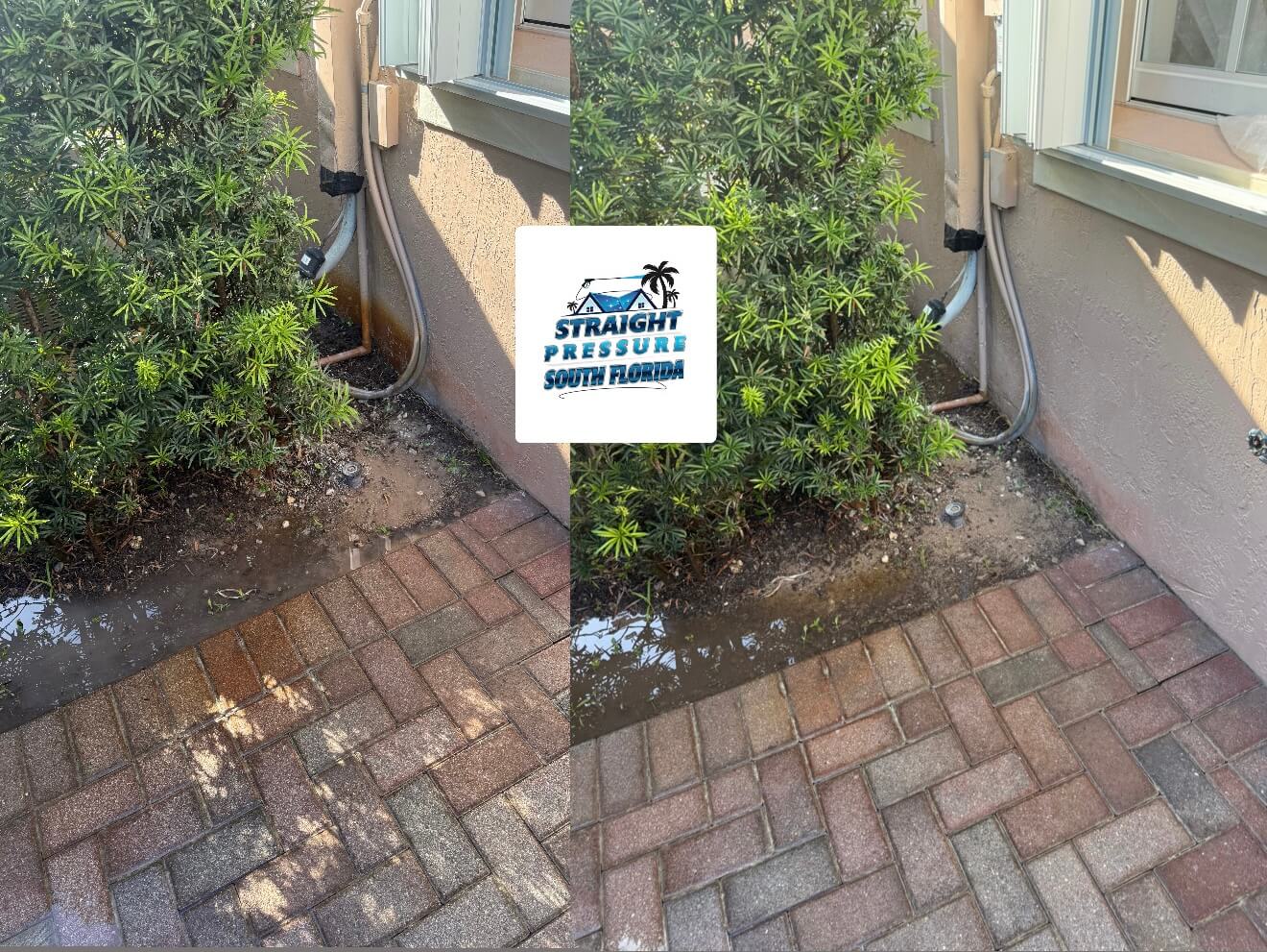 Professional rust stain removal service on pavers and concrete in Sunrise FL