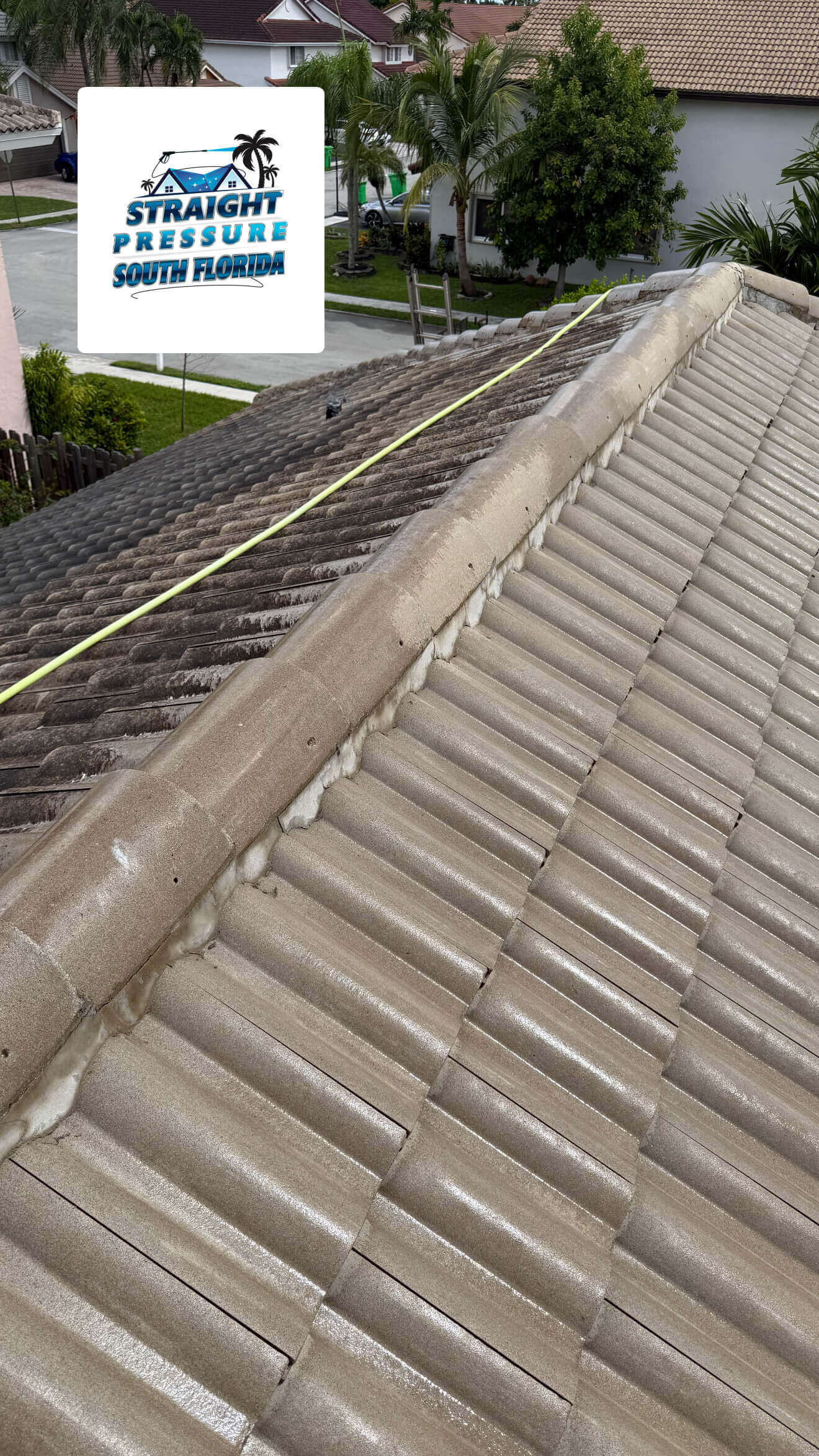 Roof pressure washing and tile roof cleaning service in Sunrise Florida