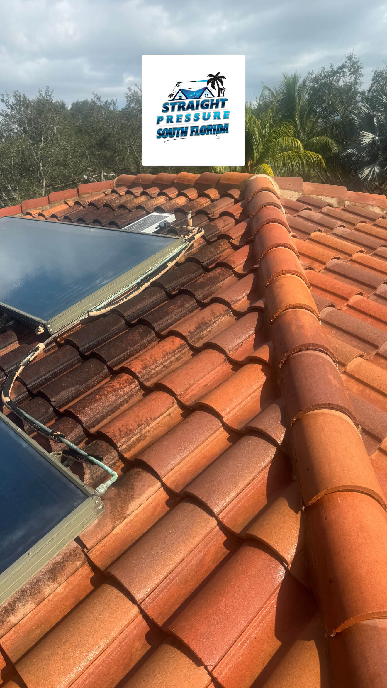 residential roof pressure cleaning and stain removal before and after in Fort Lauderdale FL