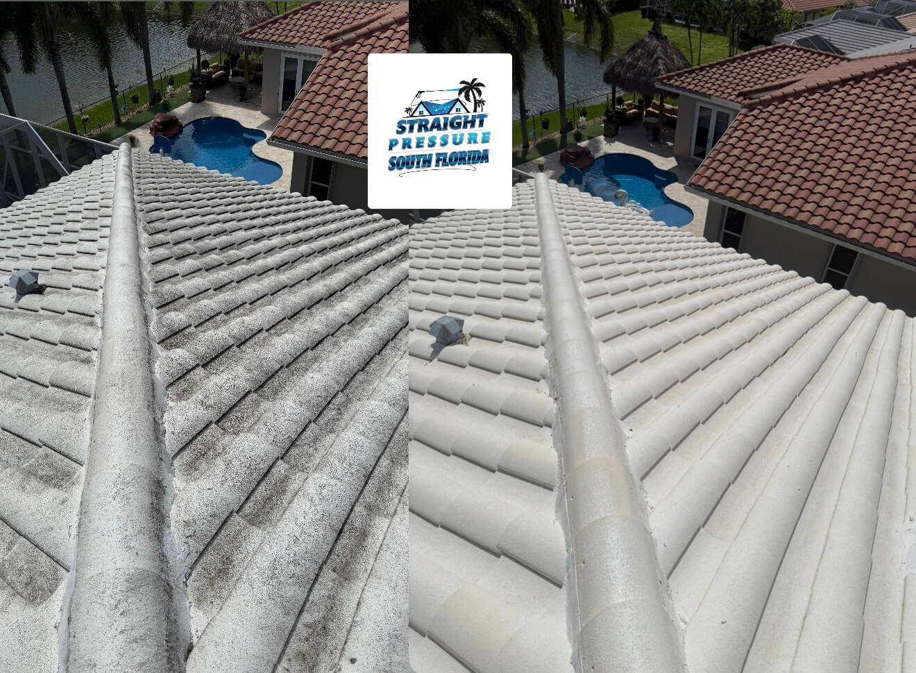 expert white tile roof cleaning and soft wash before and after in parkland fl