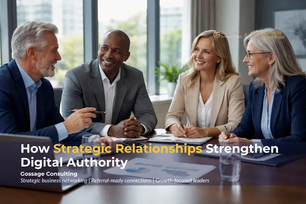 Four senior business leaders collaborating around a conference table in a bright, modern office, engaged in a strategic discussion that reflects trust, leadership alignment, and high-level decision-making.