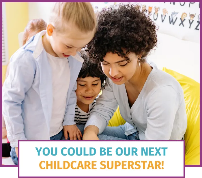 childcare staff with child