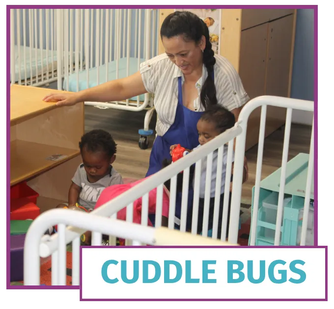 childcare staff with infants