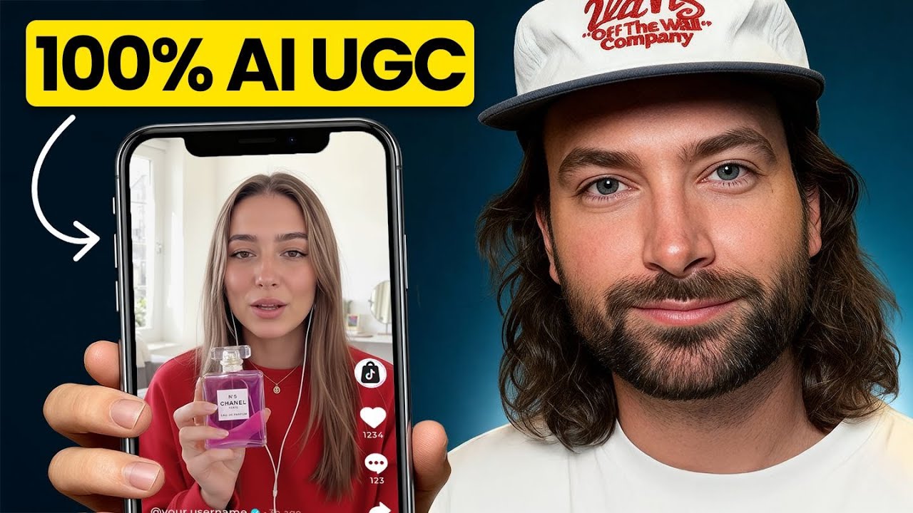 Realistic AI UGC ad example with a phone-shot creator video, from Rourke's AI UGC tutorial