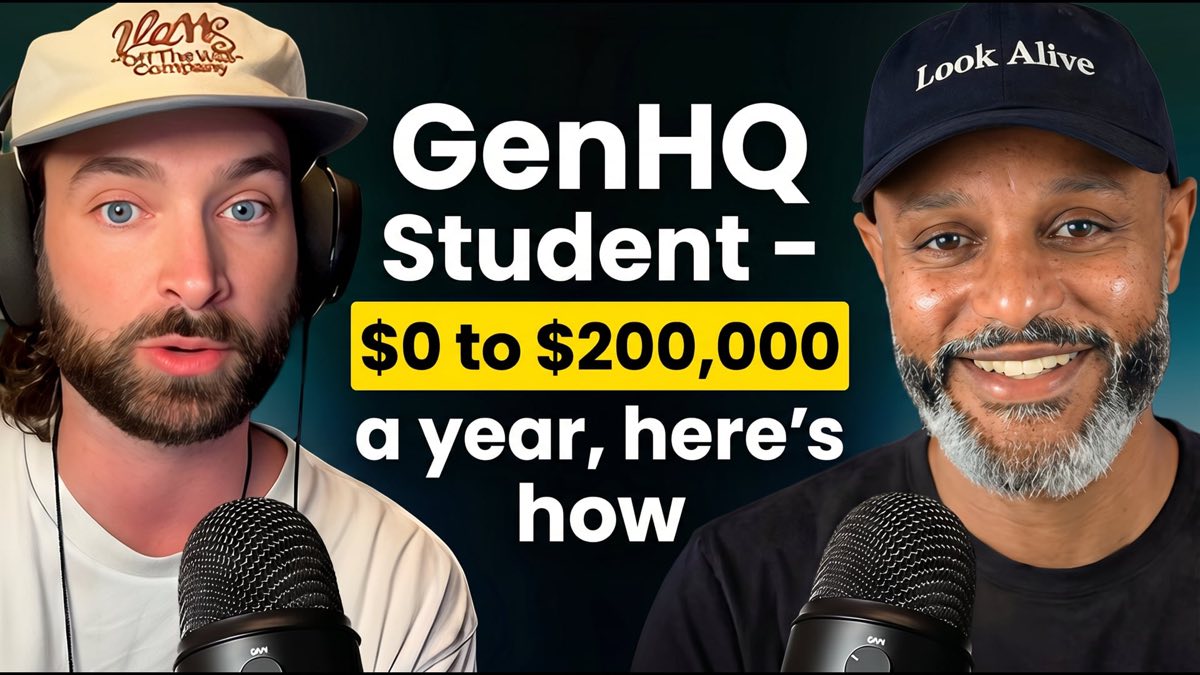 Rourke Sefton-Minns interviewing GenHQ member Ahmed about going from $0 to $200,000 a year with AI video