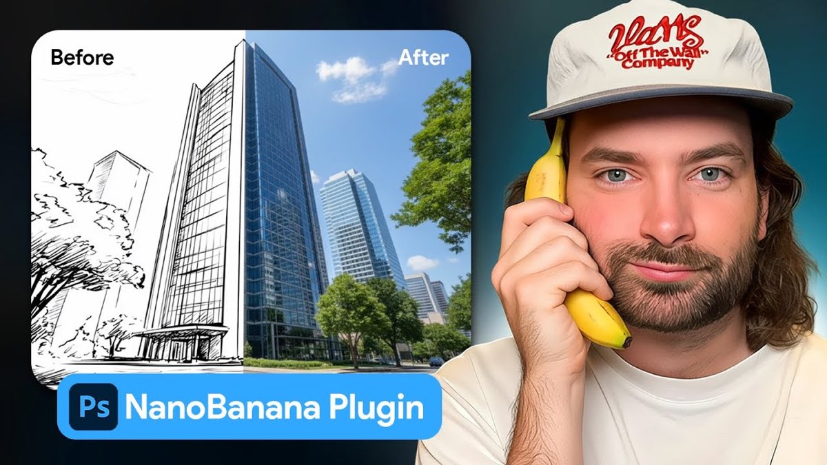 Before and after of a Nano Banana edit made inside Photoshop using a precise selection