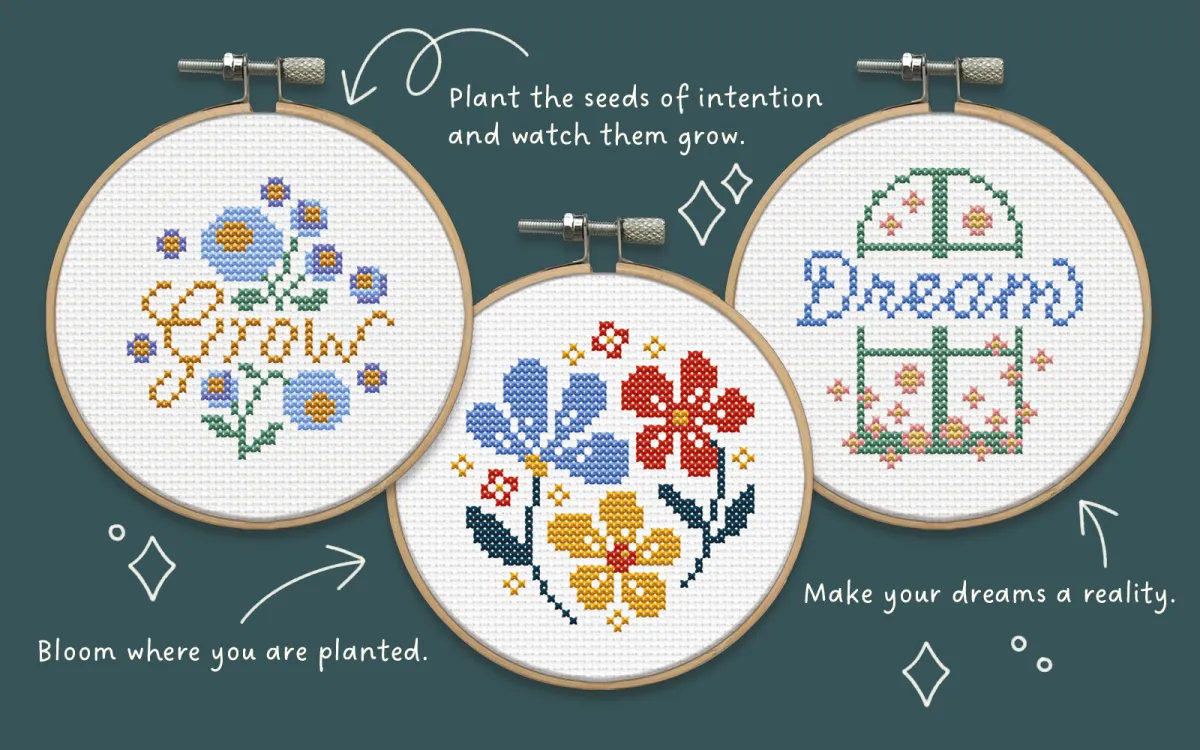 Blooming Intention cross stitch free patterns instant download