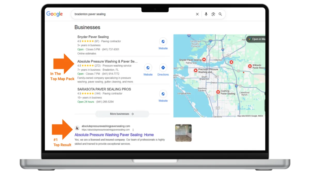 seo for pressure washing companies and paver sealing companies
