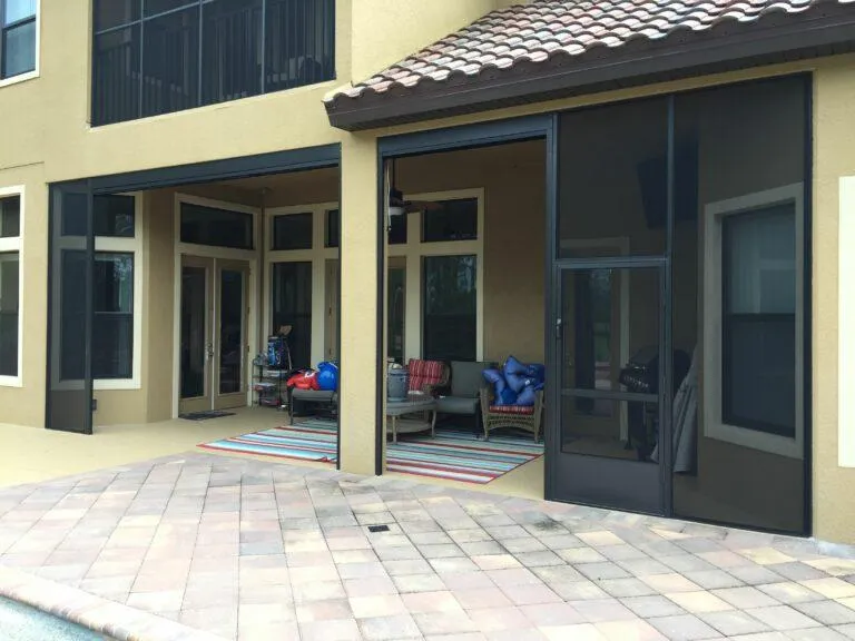 Retractable screen system with fixed panel integration for extended coverage offering bug and UV protection