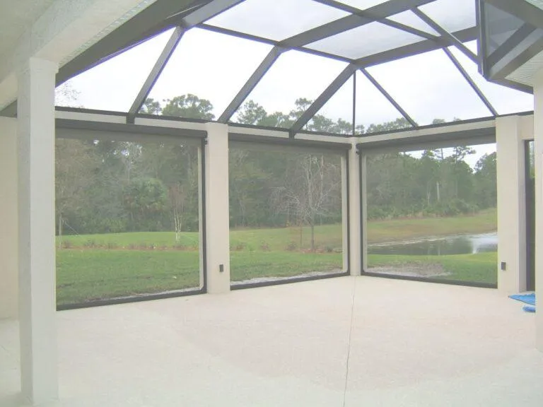 Enclosed outdoor area with screens providing bug protection and fresh air