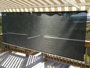 Motorized awning retracted neatly for minimal visual impact