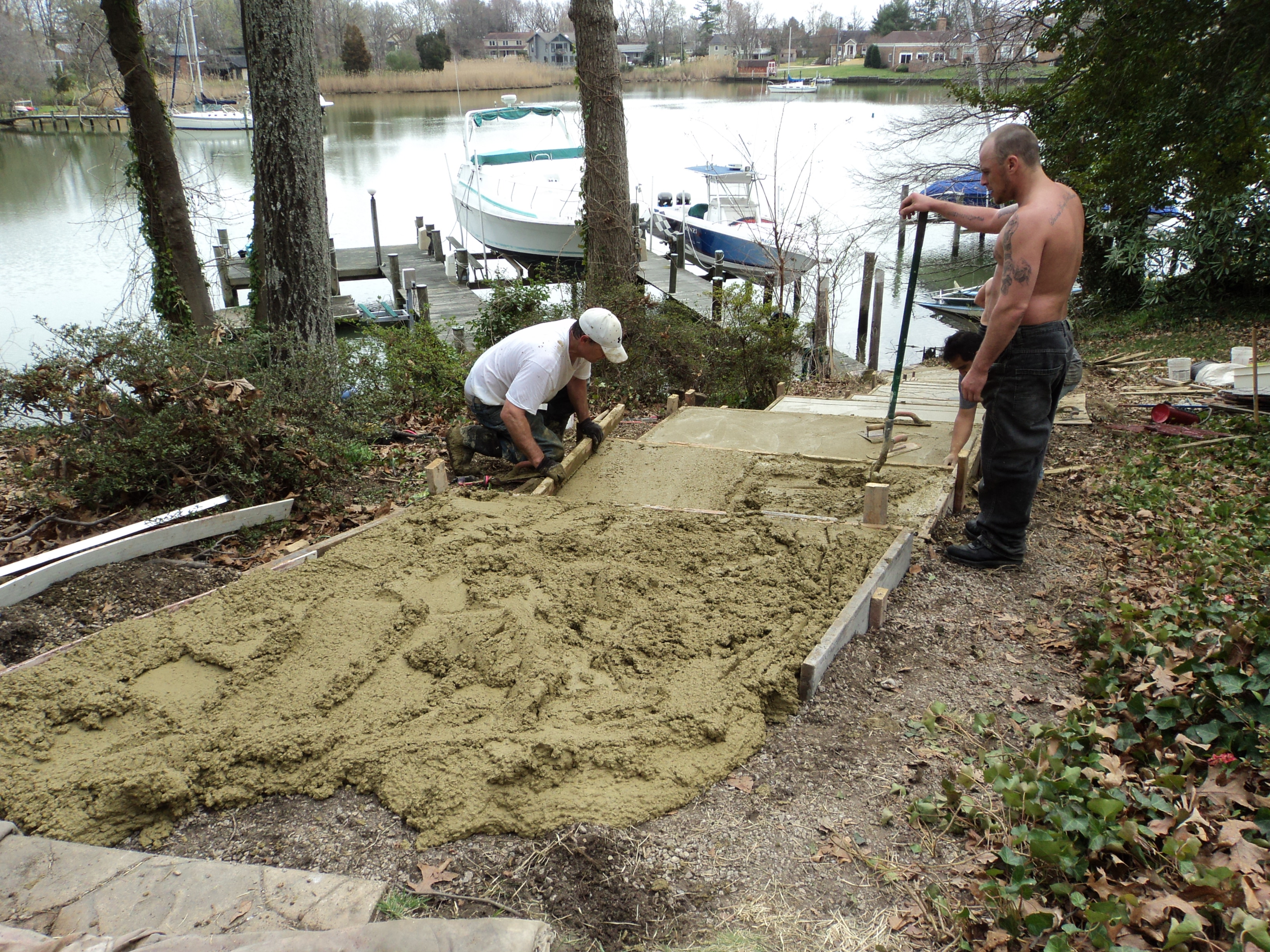 construction of a waterfont concrete stairwell project in maryland