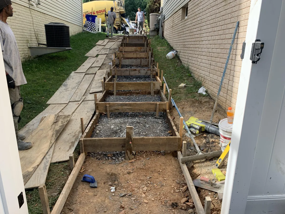 construction of a waterfont concrete stairwell project in maryland