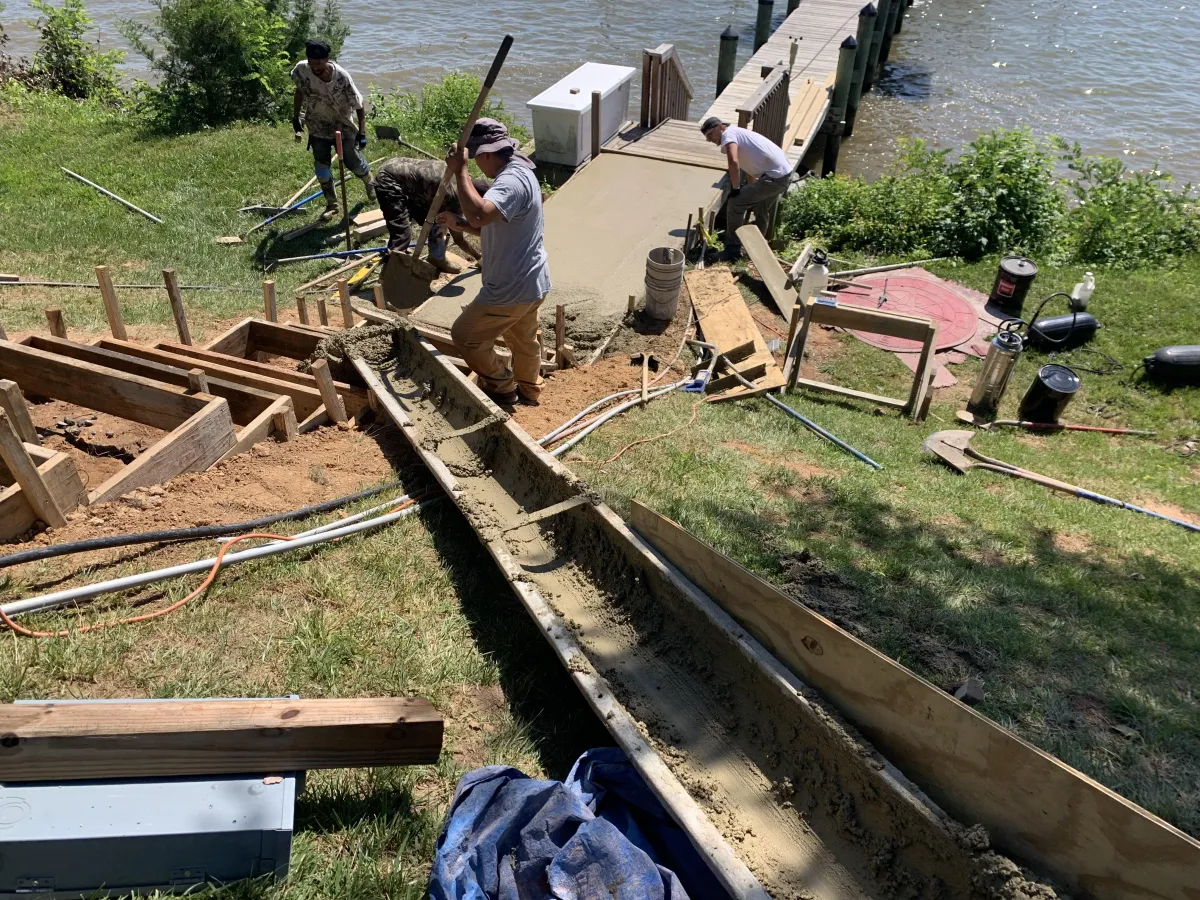 construction of a waterfont concrete stairwell project in maryland