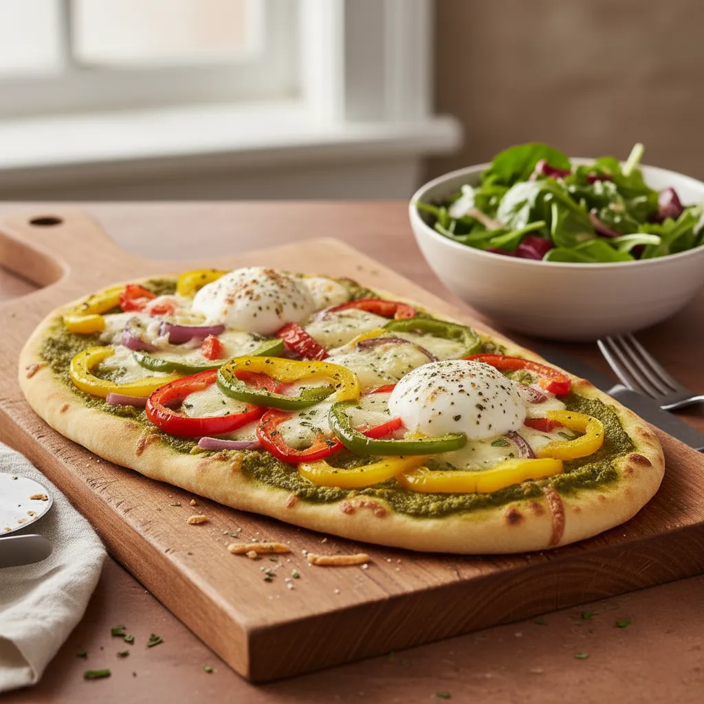 flatbread pizza with a salad