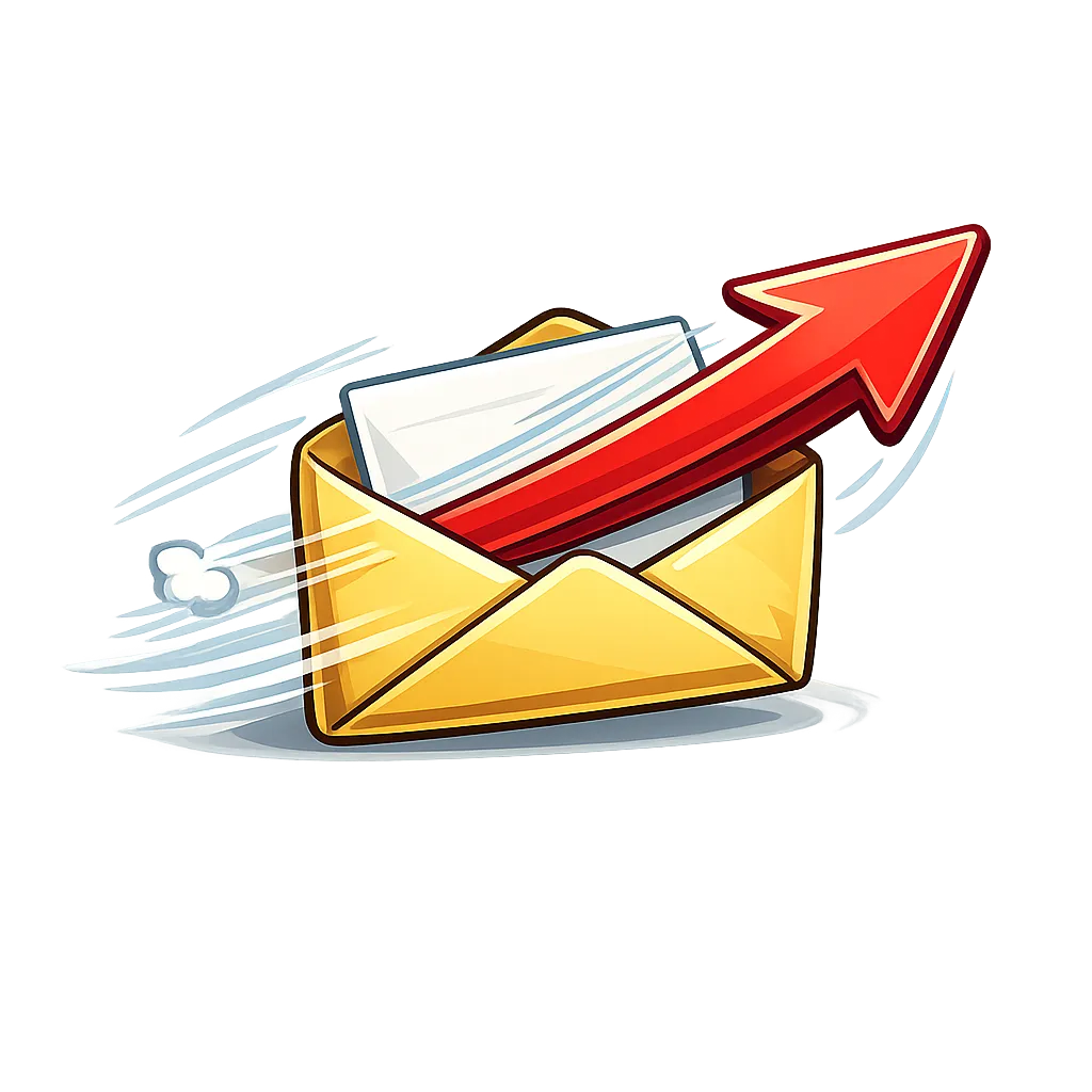 Cartoon envelope with arrow symbolising higher email click-through rate