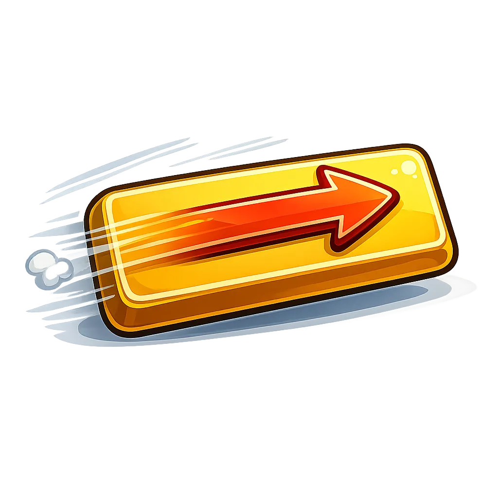 Cartoon button with forward arrow symbolising strong email call to action