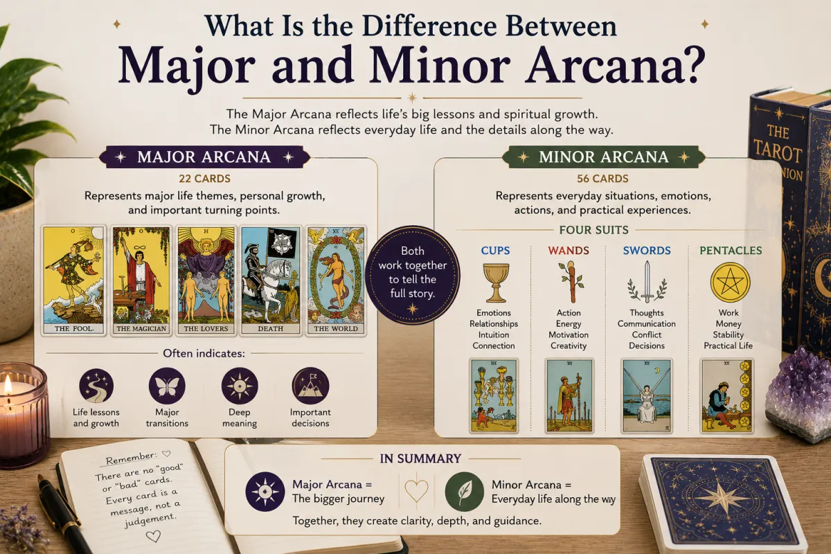 Understanding major and minor arcana tarot cards through structured beginner tarot learning