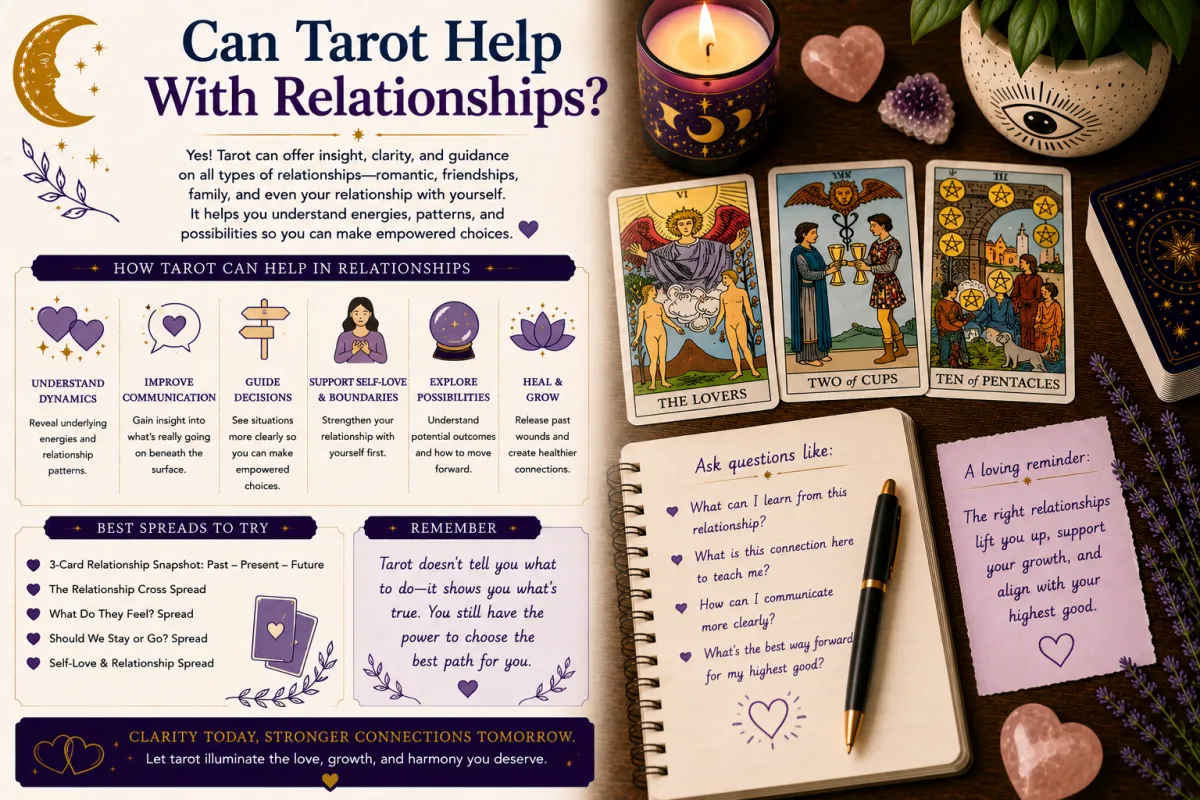 Using tarot for relationship guidance through self reflection communication emotional insight and thoughtful card interpretation to better understand personal connections and relationship dynamics