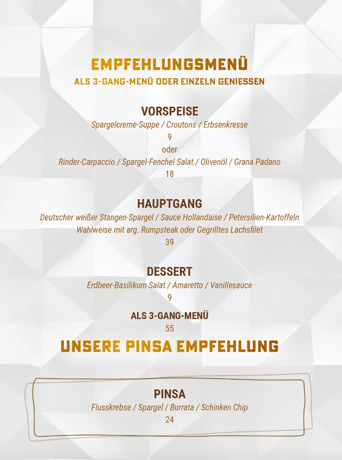 Empfehlungsmenü Neue 8