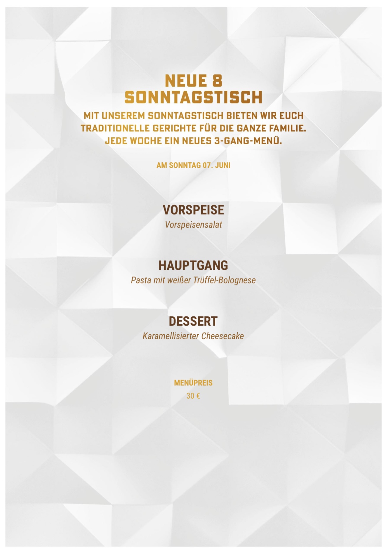 Empfehlungsmenü Neue 8