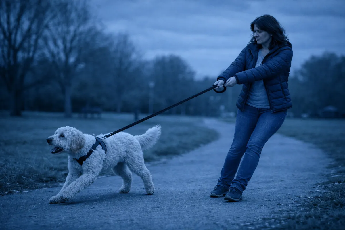dog pulling on lead
