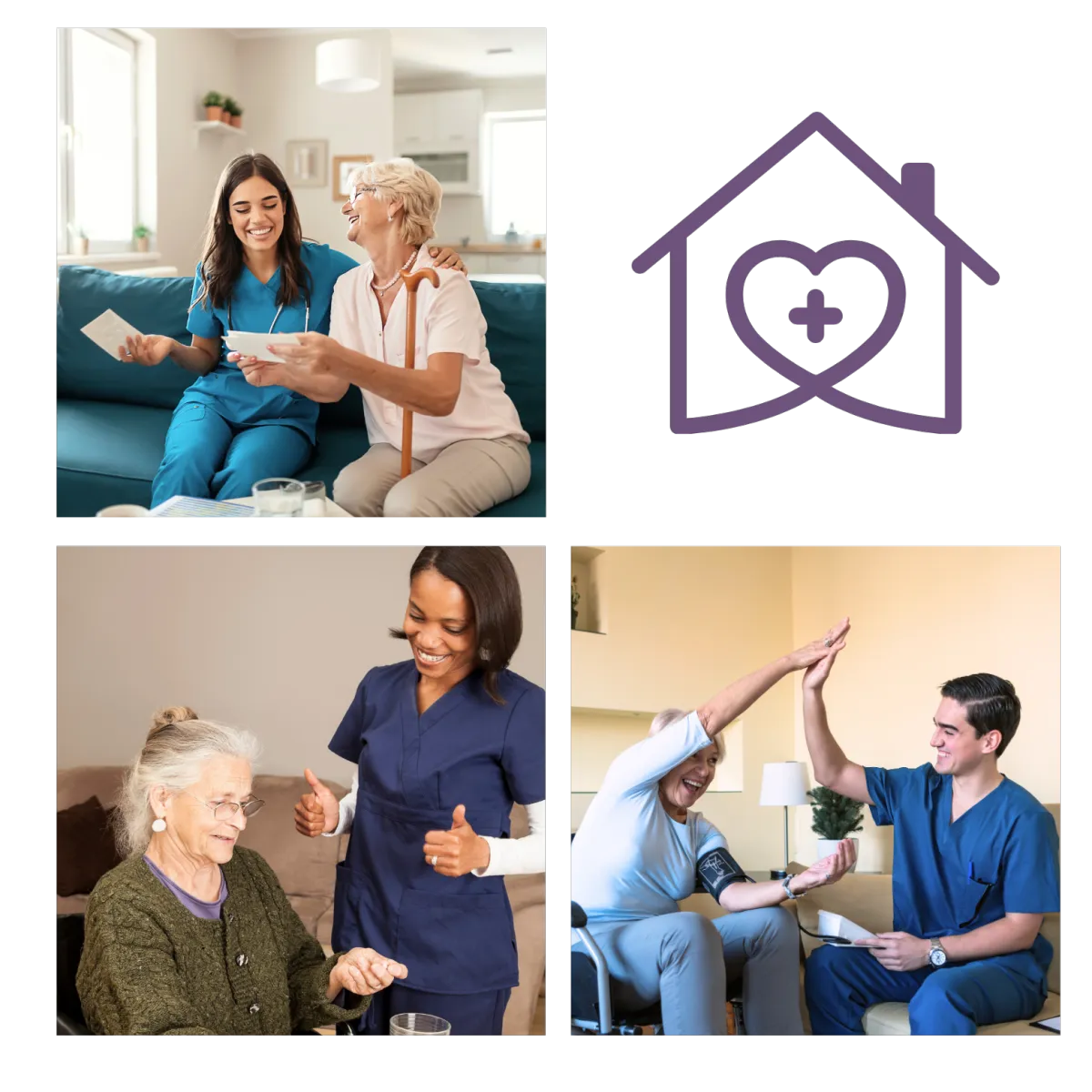 Home care caregivers with content clients