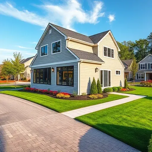 Beautifully completed modern home addition in Pasadena Maryland with energy-efficient windows lush landscaping and inviting outdoor lighting