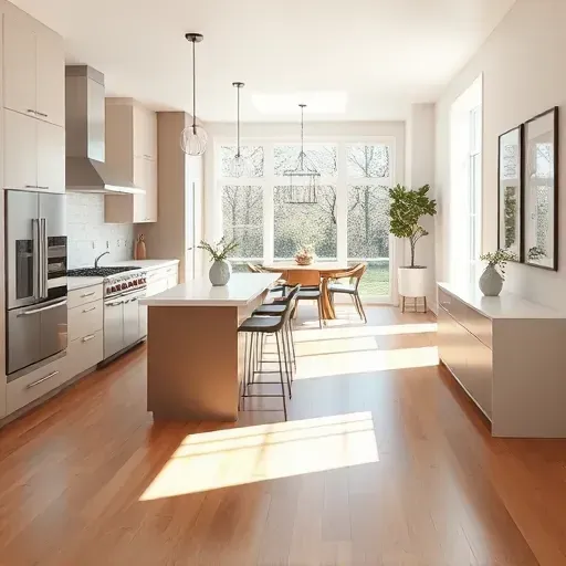 Renovated kitchen in Bethesda, MD features quartz countertops, modern cabinetry, and bright open-concept design.