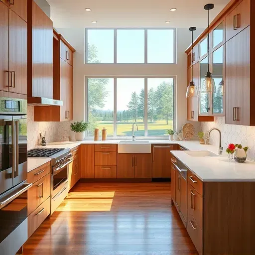 Renovated Pasadena kitchen with sleek quartz countertops, warm wood cabinetry, and stainless steel appliances under soft natural light.