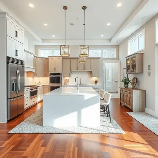 Modern kitchen remodel in Parkton MD featuring quartz countertops, sleek appliances, custom cabinetry, and natural light.