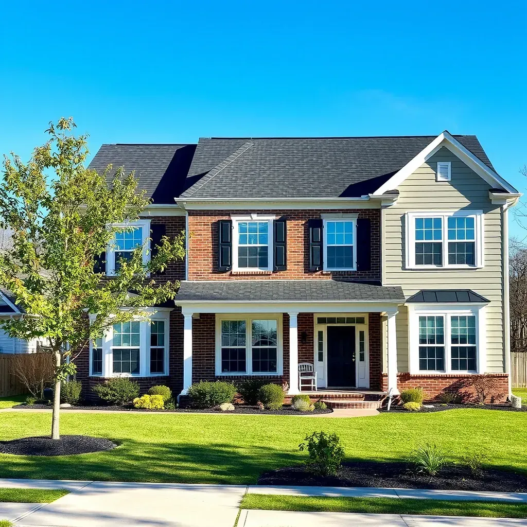 Beautiful Huntingtown home with modern siding, large windows, landscaped yard, new deck, and ongoing renovation.