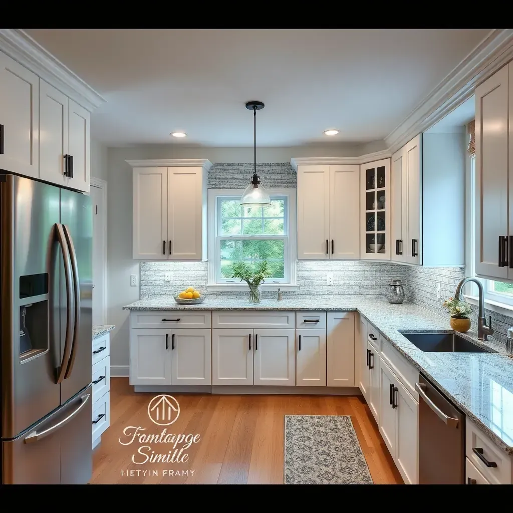 Modern Millersville, MD kitchen with sleek cabinetry, quartz countertops, island, stainless steel appliances, and natural light.