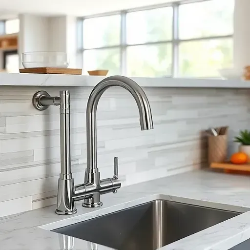 Completed sleek stainless steel kitchen plumbing under a modern Pasadena kitchen sink with organized countertops and natural daylight