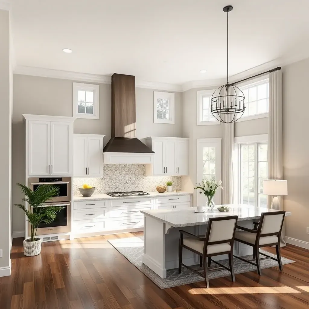Detailed Clarksville home renovation scene showing new flooring, fresh paint, modern kitchen, construction tools, and upgraded outdoor patio.