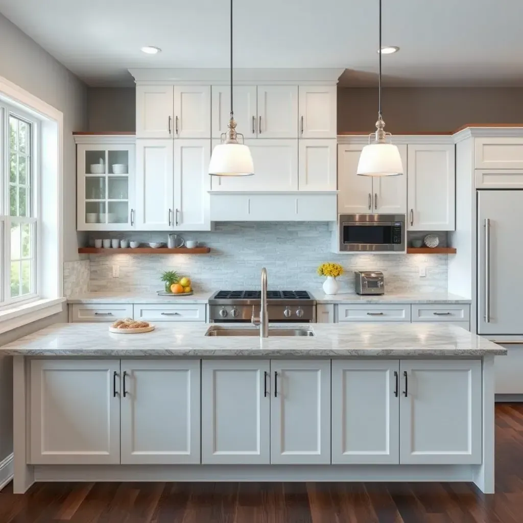 Detailed modern kitchen with sleek cabinetry, granite countertops, stainless steel appliances, and ample natural light.