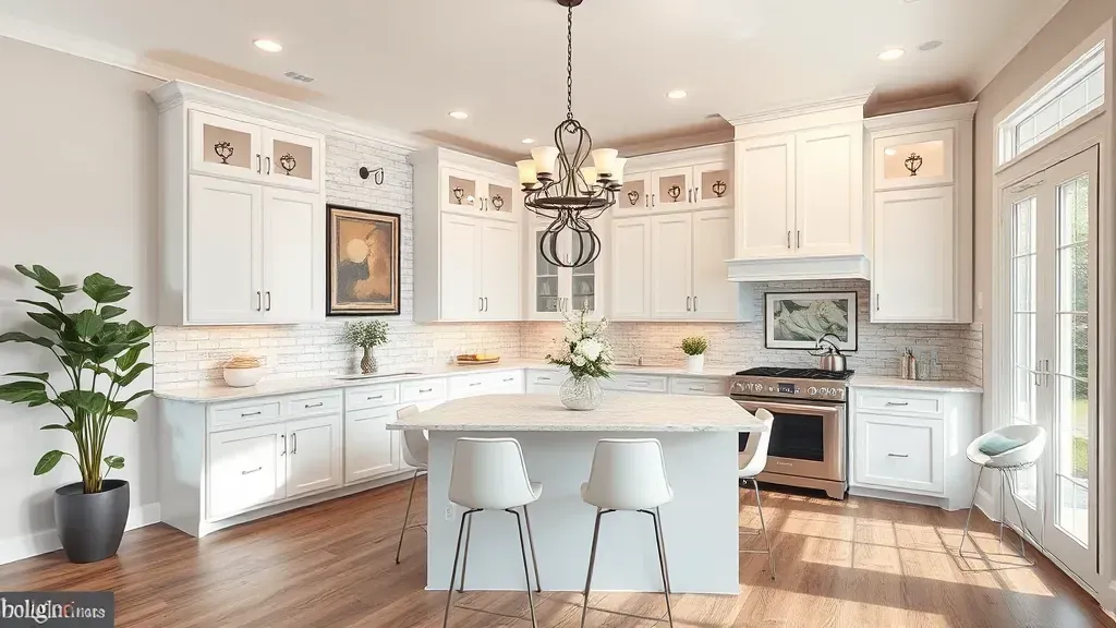 Remodeling in Brandywine, MD with modern kitchen and elegant fixtures showcased in the design.