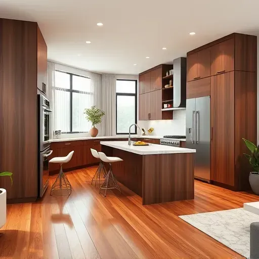 Stunning Ellicott City kitchen remodel with modern walnut cabinetry, marble countertops, and stylish finishes inviting luxury.