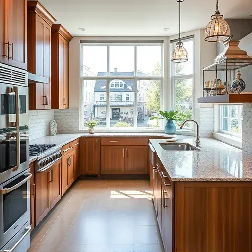 Beautiful renovated Annapolis kitchen with granite counters stainless steel appliances and coastal decor