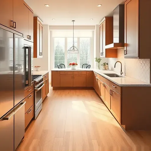 Recently remodeled Pasadena kitchen with matte cabinetry, granite island, stainless appliances, and herringbone backsplash.