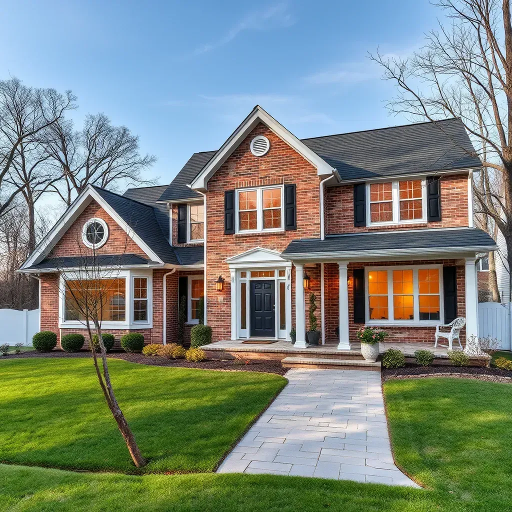 Modern Glen Arm, MD kitchen with sleek cabinetry, granite countertops, a large island, stainless appliances, and lush greenery view.