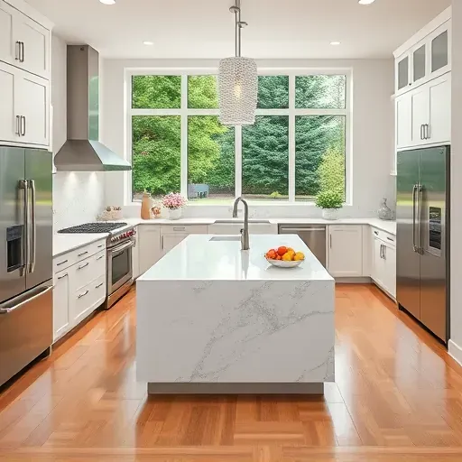 Freshly renovated kitchen in Severna Park MD with granite countertops, stainless steel appliances, and spacious layout.