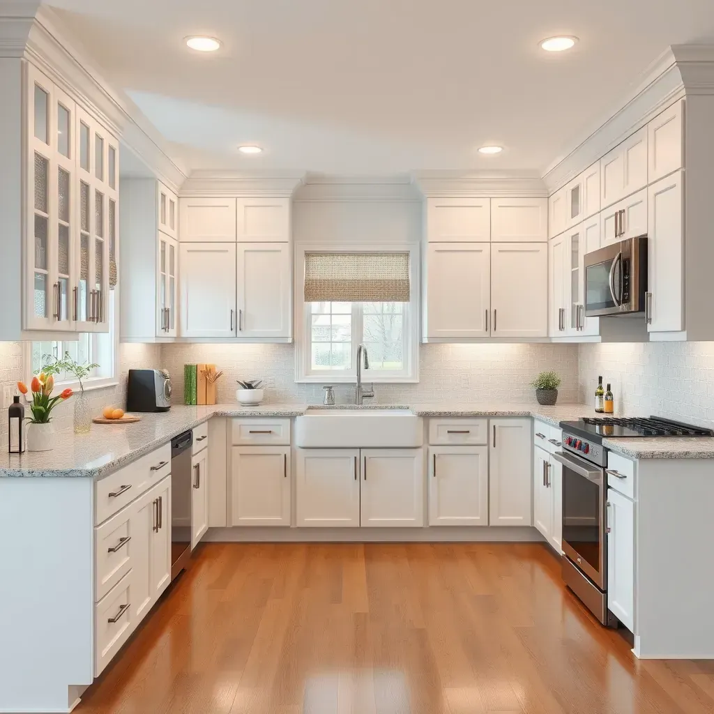 Spacious Accokeek, MD kitchen with granite countertops, neutral cabinets, stainless steel appliances, large island, and natural light.