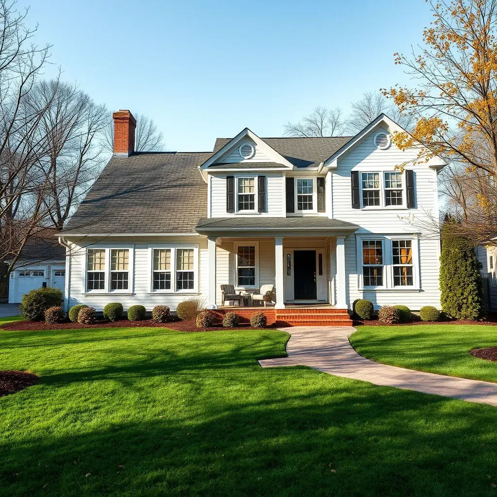 Modern home in Severna Park, MD with lush landscaping, renovated porch, and ongoing exterior renovation work.