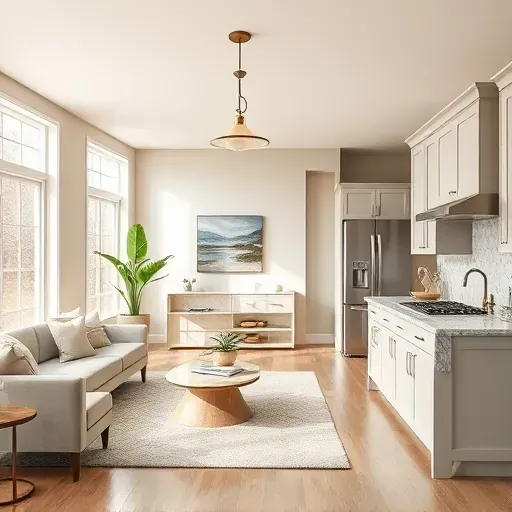 Completed remodeling project in Marriottsville MD with modern design, elegant decor, and warm neutral tones.