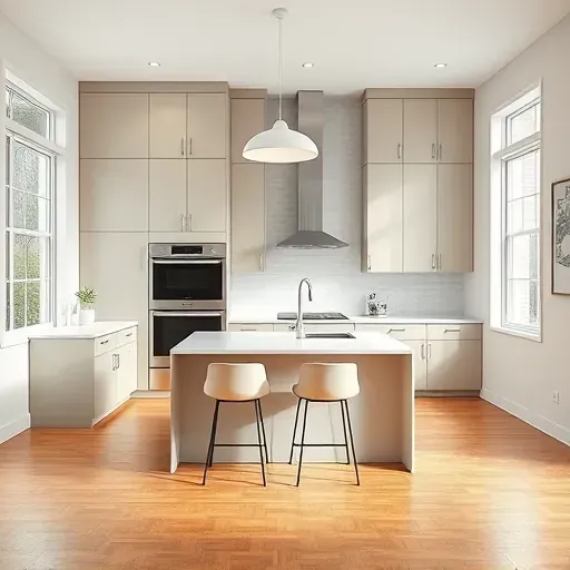 Recently remodeled Pasadena kitchen featuring sleek matte cabinets, quartz countertops, spacious island, and large windows.